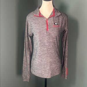 Colosseum Gray and Red Women's Quarter-Zip Sweatshirt